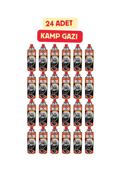 24'lu Kamp Gazı Kartuşu 227 Gr Portatif Ocak Ve Pürmüz Yedeği Bütan Propan Karışımlı Kamp Ocağı Tüpü Turuncu Turuncu