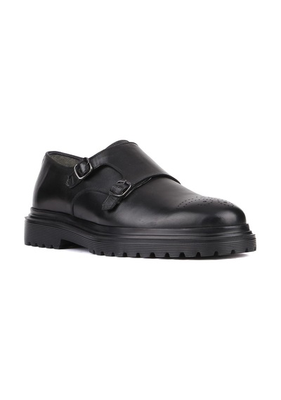 Shoetyle - Siyah Deri Tokalı Erkek Klasik Ayakkabı 250-2379 -824-siyah Siyah