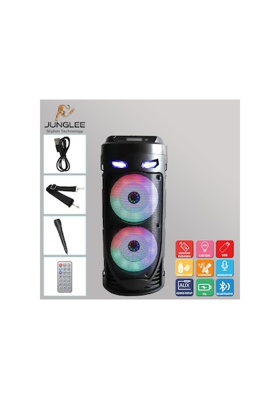 Bluetooth Hoparlör Sd Kart Usb Girişli Mikrofonlu Led Işıklı Şarjlı Kablosuz Speaker