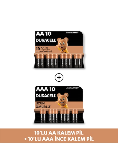 Duracell Alkalin Aaa 10'lu Paket + Alkalin Aa 10'lu Paket Piller