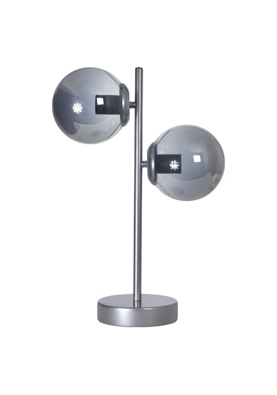 Livi Modern Tasarım Dizayn Kablolu Gri Renk Metal Füme Camlı Abajur Gece Lambası Masa Lambası 2 Li Gri Füme Gri Füme