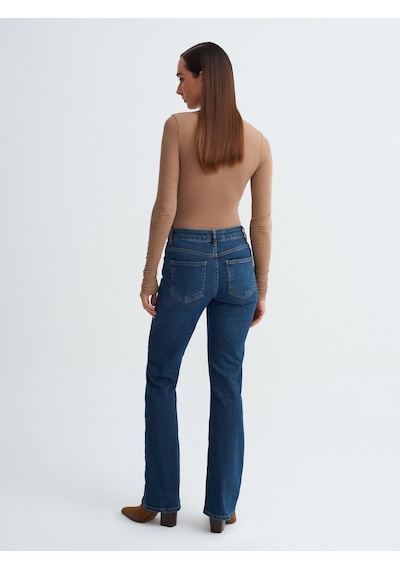 Dilvin 72277 Düşük Bel Likralı Jean-mavi Mavi