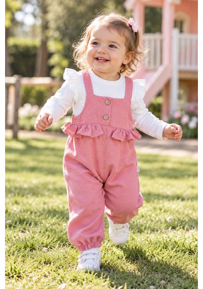 Babyhola Kız Bebek Çocuk Salopet Badi Takım 2338 Pembe