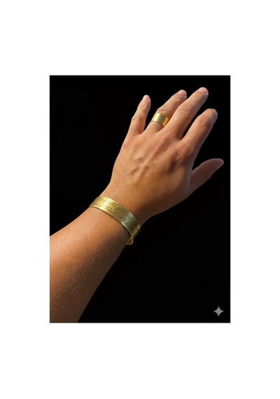 Som Pirinç Minimalist Ayetel Kürsi Bileklik Ve Yüzük Takımı Gold