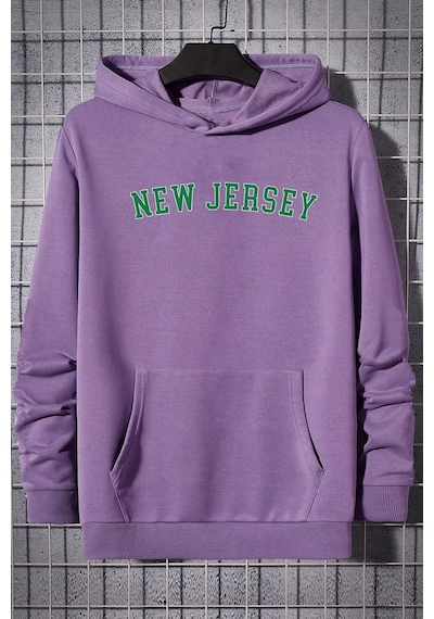 Uyguntarz Unisex New Jersey Baskılı Sweatshirt Lila