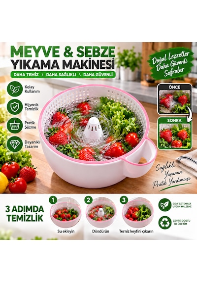 Meyve Sebze Yıkama Makinesi Açık Pembe