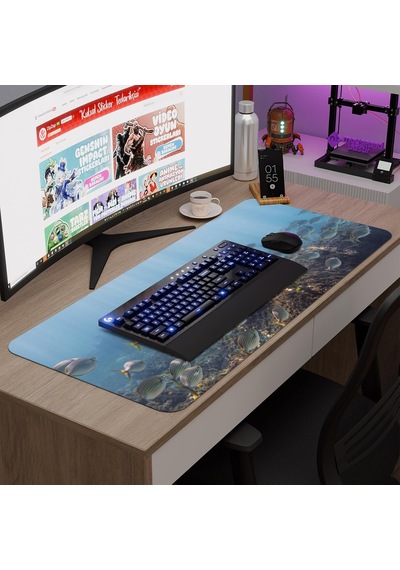 Tr Sualtı Gaming Mouse Pad Kauçuk Kaymaz Taban Mousepad V5, 90x40 Xxl