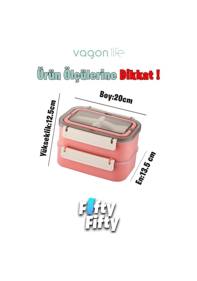Vagonlife Bento Lunch Box 1600 Ml 2 Kat Sefer Tası Paslanmaz Çelik -fflbox2221