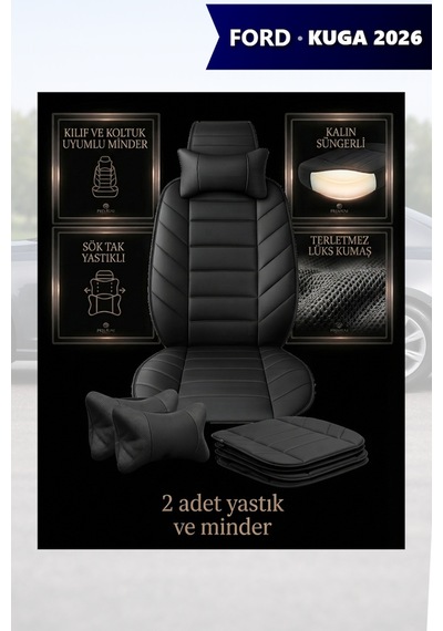 Kuga 2026 Uyumlu Siyah Renk Lüks Premium 2 Adet Minder Ve Yastık