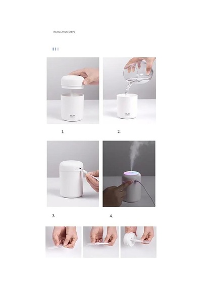 H 2 O Usb'li Ve Işıklı Ultrosonik Hava Nemlendirici Ve Buhar Maki