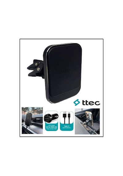 Ttec Araç Telefon Tutucu Izgara Petek Havalandırma Kalorifer Magsafe Uyumlu Kablosuz Şarj Özellikli
