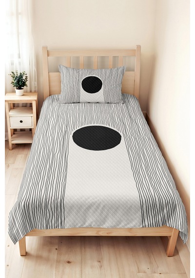 Siyah Geometrik Genç Odası Tek Kişilik Pike Takımı - Modern Çizgili 160x220 Cm Kapitone Yatak Örtüsü Kremamsı Halı Parıltısı Siyah Geometrik Genç Odası Tek Kişilik Pike Takımı - Modern Çizgili 160x220 Cm Kapitone Yatak Örtüsü Kremamsı Halı Parıltısı