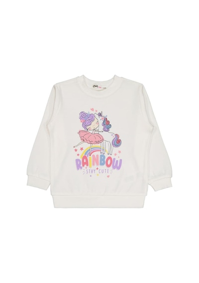 Civil Girls Rainbow Baskılı 2-5 Yaş Sweatshirt Ekru