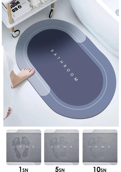 Sihirli Paspas Su Emici Banyo Paspası Kaymaz Tabanlı Abdest Paspası 3,5 Mm 40x60cm Diğer