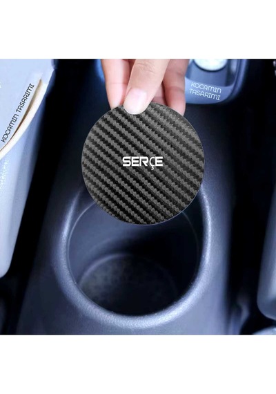 Tofaş Serçe Yazılı Karbon Bardak Altlığı Tofaş Armali Serçe İçin Spor Ve Şık 7 Cm 2 Adet Tasarım 2 Adet
