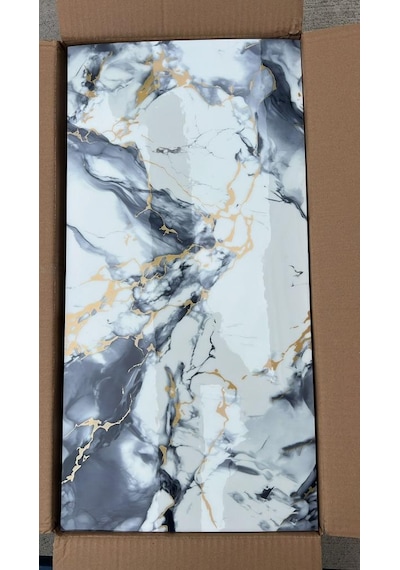 10 Adet 30x60cm Mavi Gold Mermer Desen Yapışkanlı Köpük Duvar Paneli Kağıdı Banyo,tezgah Ara Tx-6969 Mavi