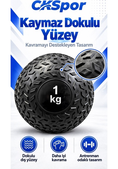 Ckspor 1 Kg Zıplamayan Sağlık Topu Slam Ball Crossfit Fitness Fonksiyonel Antrenman Ağırlık Topu