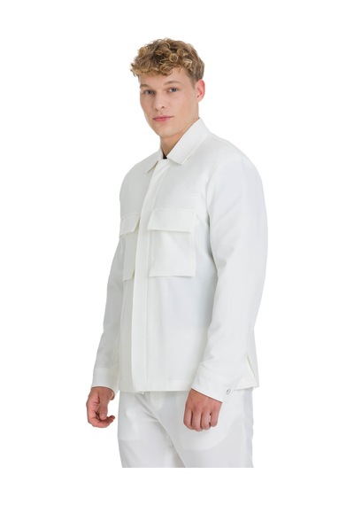 Hatemoğlu Beyaz Regular Fit Mono Yaka Casual Overshirt Takım 35669 2923572 Beyaz