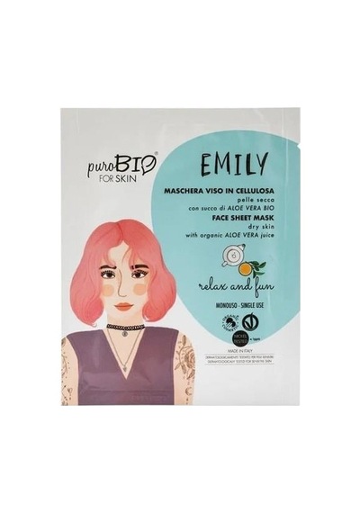 Purobio Face Sheet Mask For Dry Skin Emily Relax And Fun - Tek Kullanım