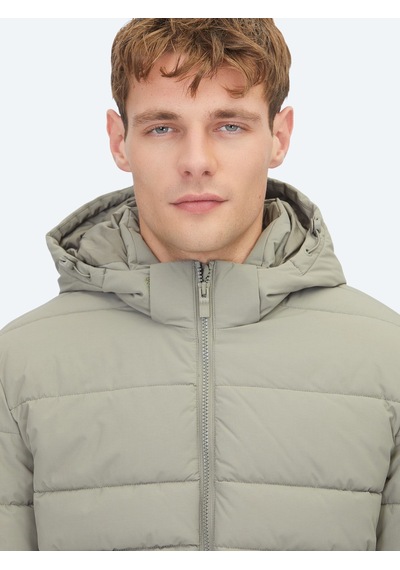 Kip Haki Regular Fit Kapüşonlu Casual Dokuma Mont Haki -