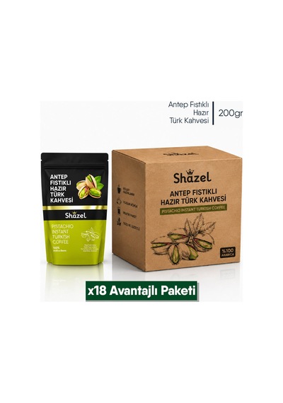 Shazel Antep Fıstıklı Hazır Türk Kahvesi - Doypack - 200 Gr.