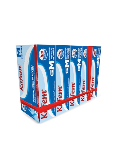 Kafem Mavi Nitril Eldiven Pudrasız (M) 100 Lü X 5 Paket