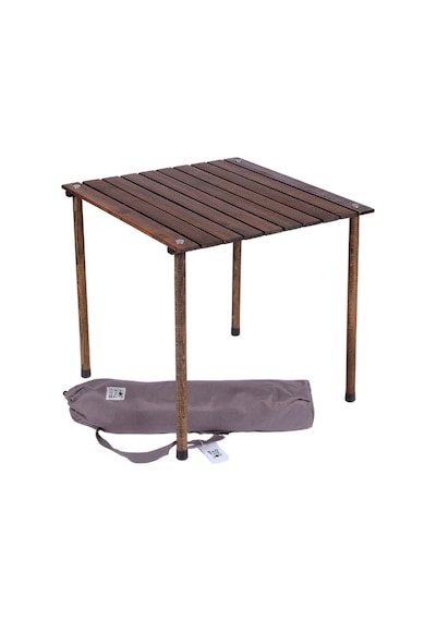 Bag The Joy 60 x 60 x 55 CM Ahşap Katlanır Kamp Masası - Antrasit Kahverengi