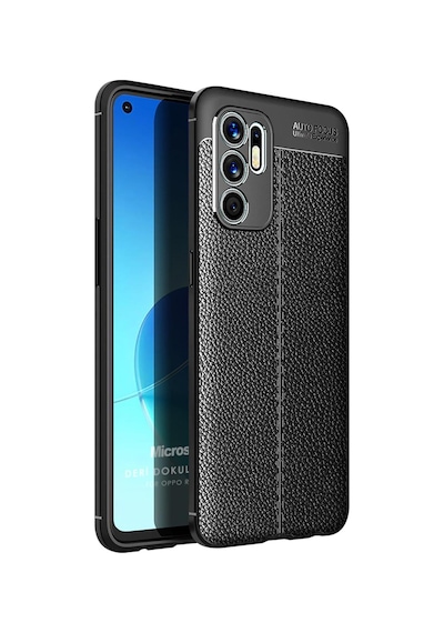 Microsonic Oppo Reno 6 4g Kılıf Deri Dokulu Silikon