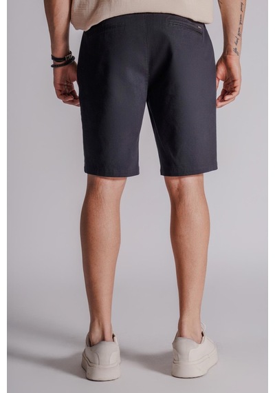 Braccas Erkek Yandan Cepli Klasik Bel Relaxed Fit Chino Şort Siyah Siyah