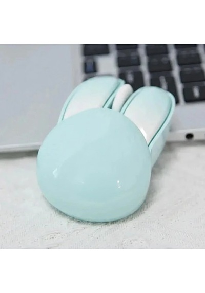 Tavşan Figürlü Kablosuz Mouse Pil Dahil Etiket Hediyeli Mavi