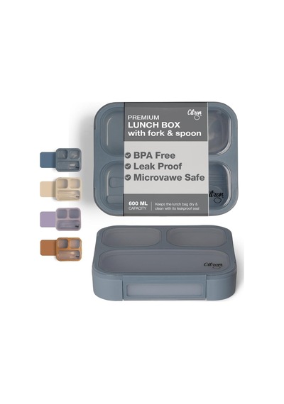 Citron Çatal Ve Kaşıklı Bento Beslenme Kutusu Seti - Dusty Blue 1061992 Çok Renkli
