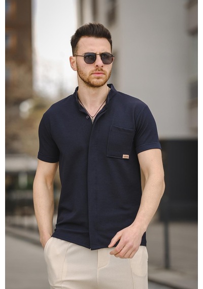 Oksit Erkek Slim Fit Kısa Kol Hakim Yaka Erkek Gömlek 001