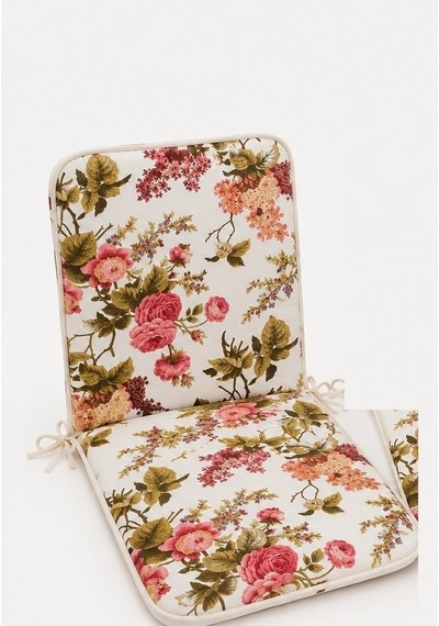 1adet Rattan Arkalıklı Sandalye Minderi Kalınlık 4cm İngiliz Gülü Pembe
