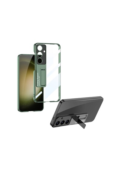 Samsung Uyumlu Galaxy S24 Kılıf Kamera Korumalı Şeffaf Tasarımlı Ata Pro Tech  Standlı Kılıf Gümüş