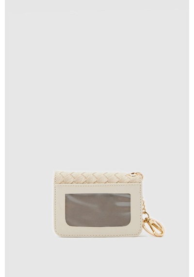 Shule Bags Wowen Örgü Deri Charm Kartlık Krem