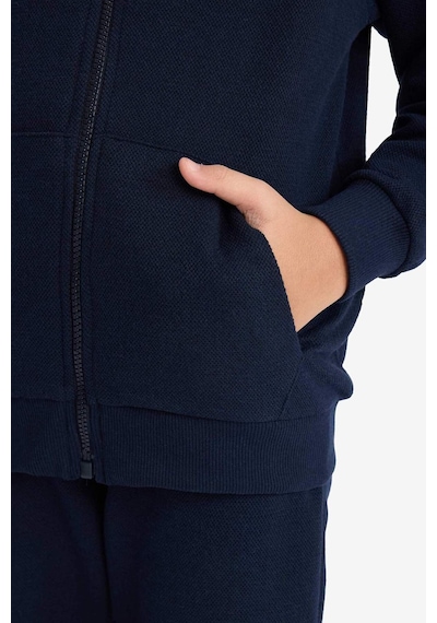 Defacto Erkek Çocuk Kapüşonlu Pike Fermuarlı Sweatshirt B6503a826spnv135 Lacivert-nv135