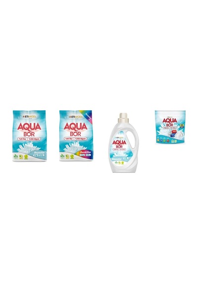 Aquabor Doğal Mineralli 4 Kg Beyaz + 4 Kg Renkliler + Sıvı Beyaz + Tablet 4 Lü Set 0.75 LT - 2.5 LT - 12 KG 60811632