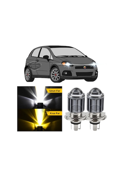 Fiat Punto 2006-2018 Uyumlu Mercekli Far Ampulü Led Xenon Çift Renk Sarı-beyaz Far Şimşek Etkili C Led Lamba Uzun LED Far 53813874
