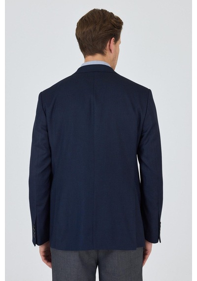 İmza Lacivert Mono Yaka Armürlü Tam Astar Esnek 6 Drop Comfort Fit Classic Ceket 1002250153 Lacivert