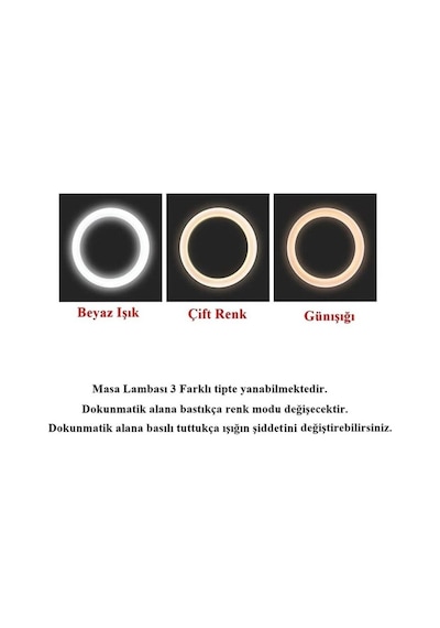 26 Led Şarjlı Fener Dokunmatik Masa Lambası Günışığı Ve Beyaz Aydınlatma Siyah
