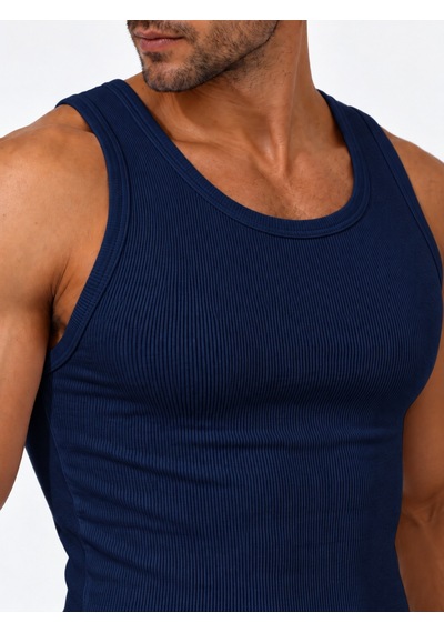 We&me Erkek Halter Yaka Slimfit Sporcu Likralı Atlet Lacivert