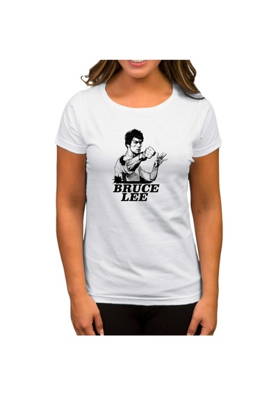 Bruce Lee Portre Beyaz Kadın Tişört Beyaz