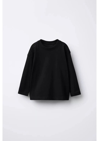 Poala Kids Siyah Uzun Kol Basic Tshirt