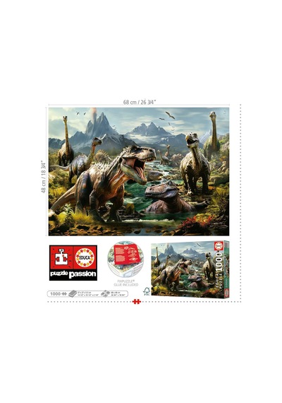 Educa 1000 Parça Puzzle Vahşi Dinozorlar - 19924 - Fierce Dinosaurs