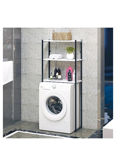 Banyo Dolabı Rafı Çamaşır Makinesi Üstü Düzenleyici Raf Beyaz
