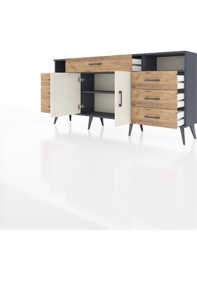 Arges Konsol 4 Raflı 7 Çekmeceli 2 Kapaklı 176x30x83 Antrasit-aytaşı/çam Aytaşı/çam Arges Konsol 4 Raflı 7 Çekmeceli 2 Kapaklı 176x30x83 Antrasit-aytaşı/çam Aytaşı/çam