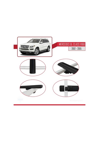 Mercedes Gl Class X166 2012-2015 Arası İle Uyumlu Basic Model Ara Atkı Tavan Barı Siyah 3 Adet