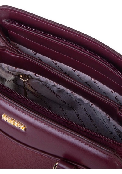 Nas Bag Şık Kadın Midi El Ve Omuz Çantası Bordo Victoria Çok Renkli