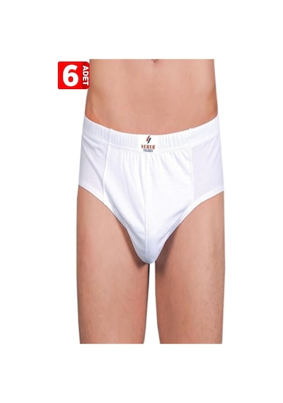Yıldızı Beyaz 6'lı Paket %100 Pamuk Erkek Slip Külot 0005 Beyaz