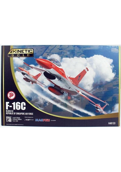 Kinetic K48133 1/48 Ölçek, F-16c Block 52 Black Knights-republic Of Singapore Air Force Savaş Uçağı, Plastik Model Kiti-56368